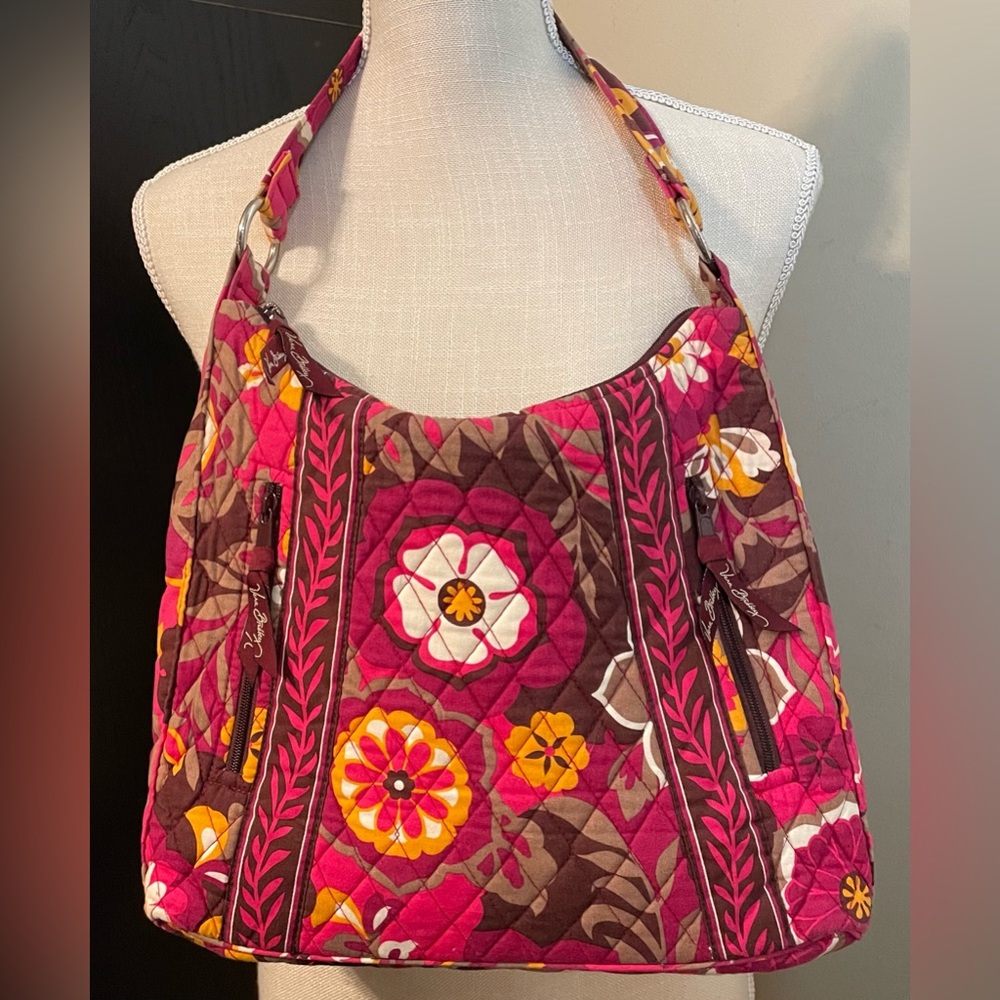 NEW~Vera Bradley~”Carnaby” Retired Pattern Shoulder Bag Purse~2 Front Zip Pocket